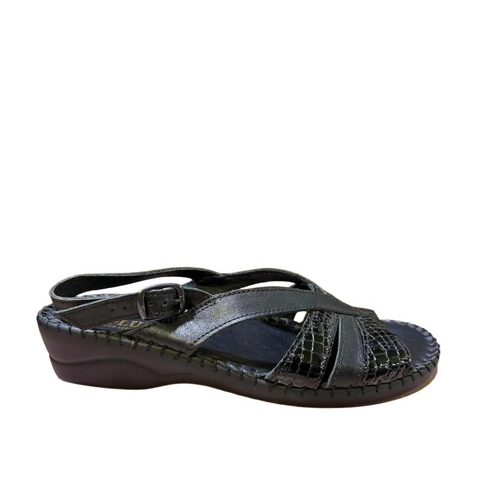NEW LAPLUME women's mariel sandals in black leather